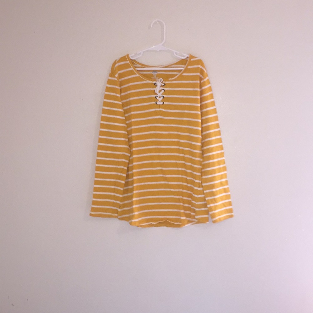 Yellow&White Striped Tie Up Girls Shirt 🤩!